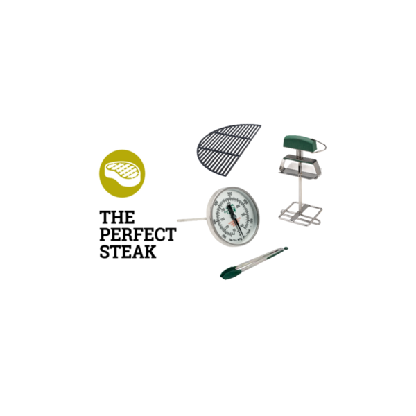 Big Green Egg The Perfect Steak Paket: Gusseisenrost/Rostheber/Thermometer/Zange mit Silikon